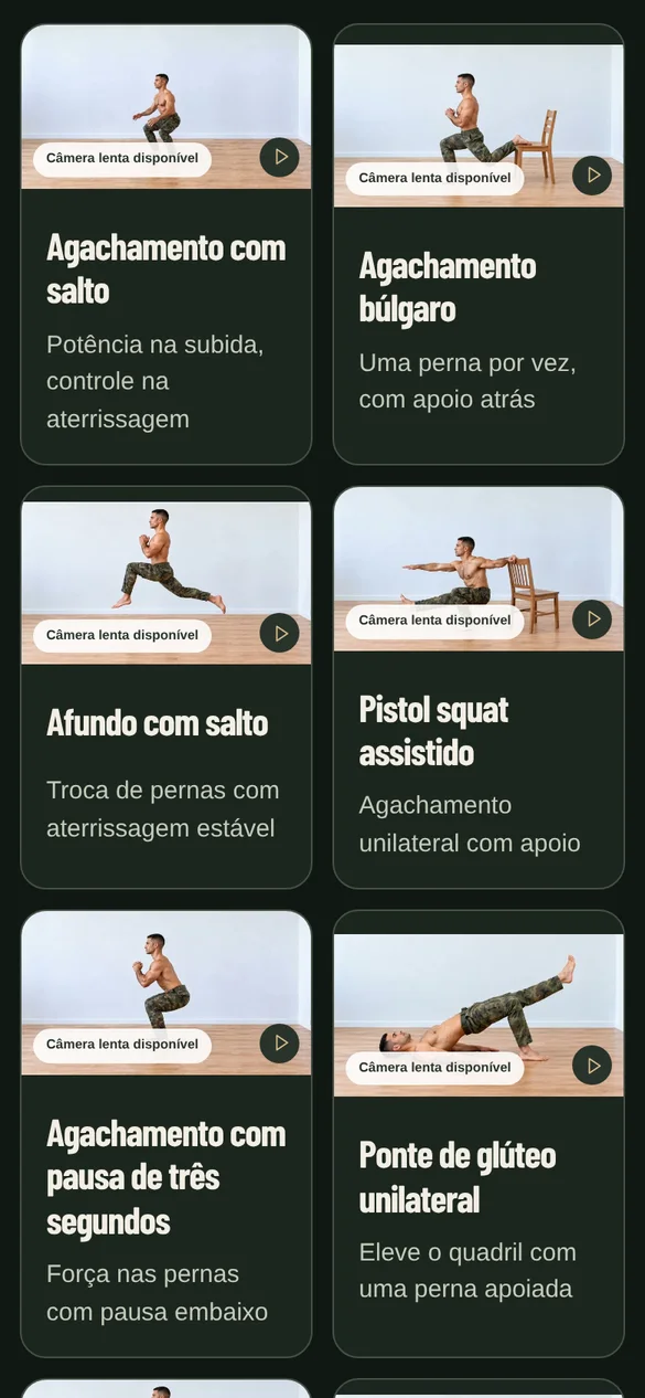 Tela real: biblioteca de exercícios